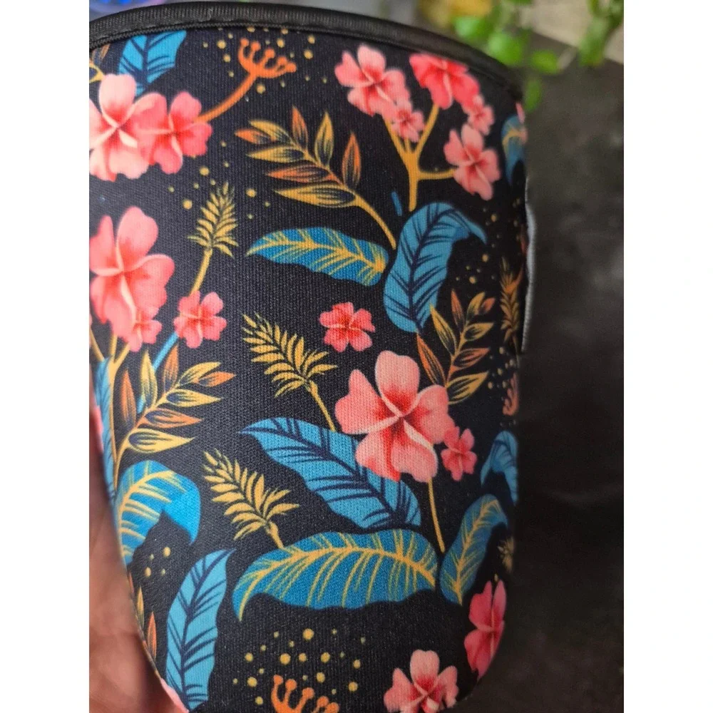 BakenDale & Co Floral Neoprene Cup‎ Sleeve Set Iced Coffee Tropical Drink Cozy